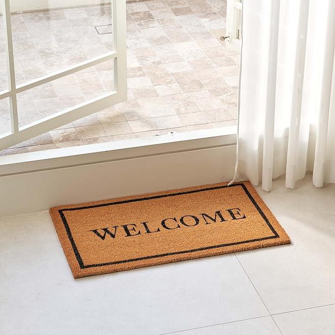 KANKUN Coco Coir Door Mat with Heavy Duty Backing, Welcome Doormat (17