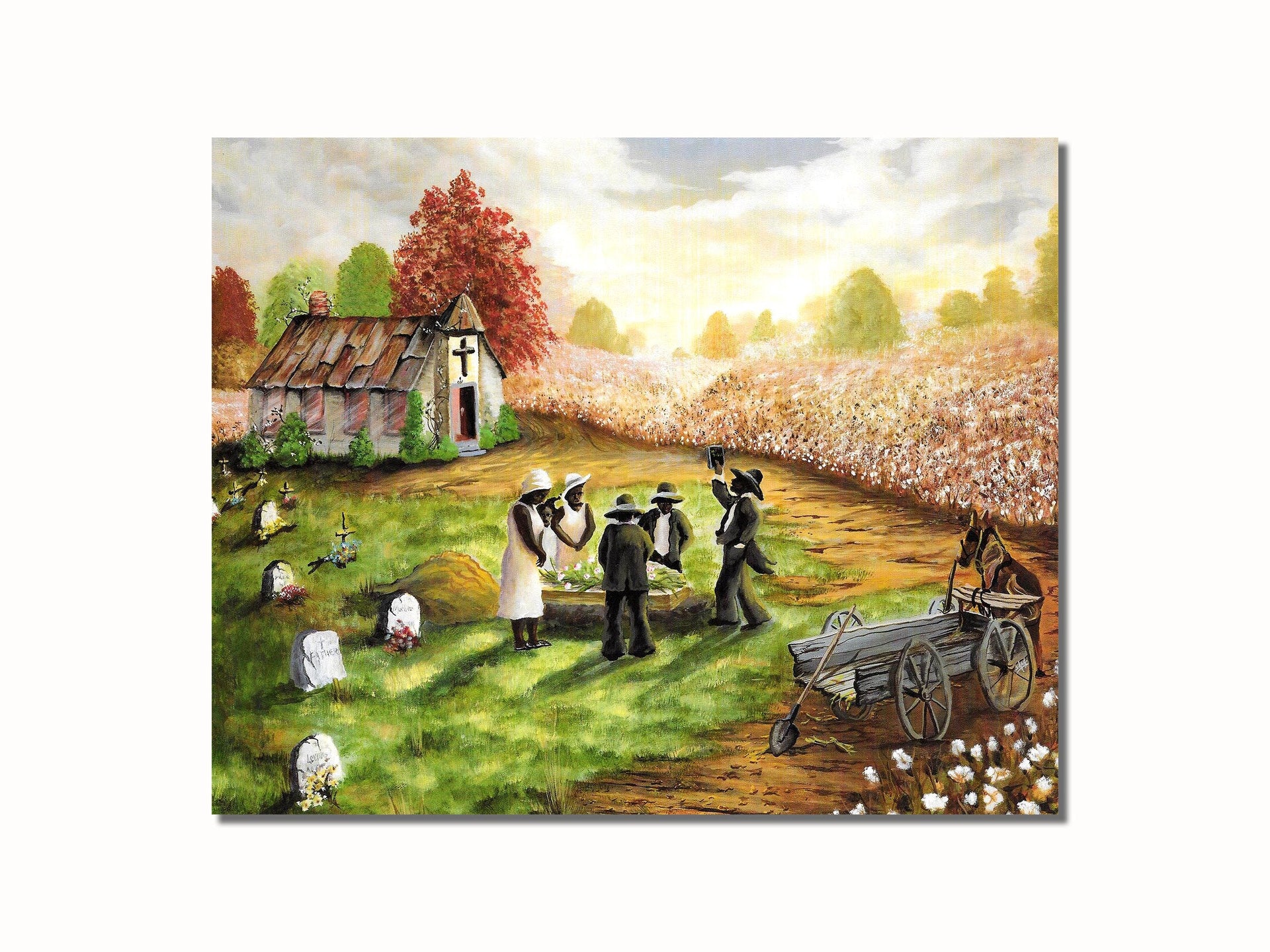 African American Church Art - Black Church Print 8x10 Funeral Wall Picture