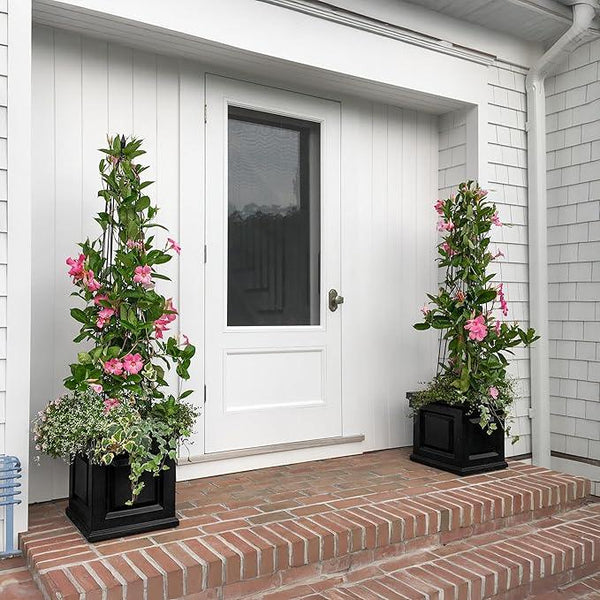 Mayne Nantucket 16-Inch Square Planter, 2-Pack – Self-Watering, Weather-Resistant Planter for Flowers – Durable Outdoor Design for Patio, Porch, or Entryway