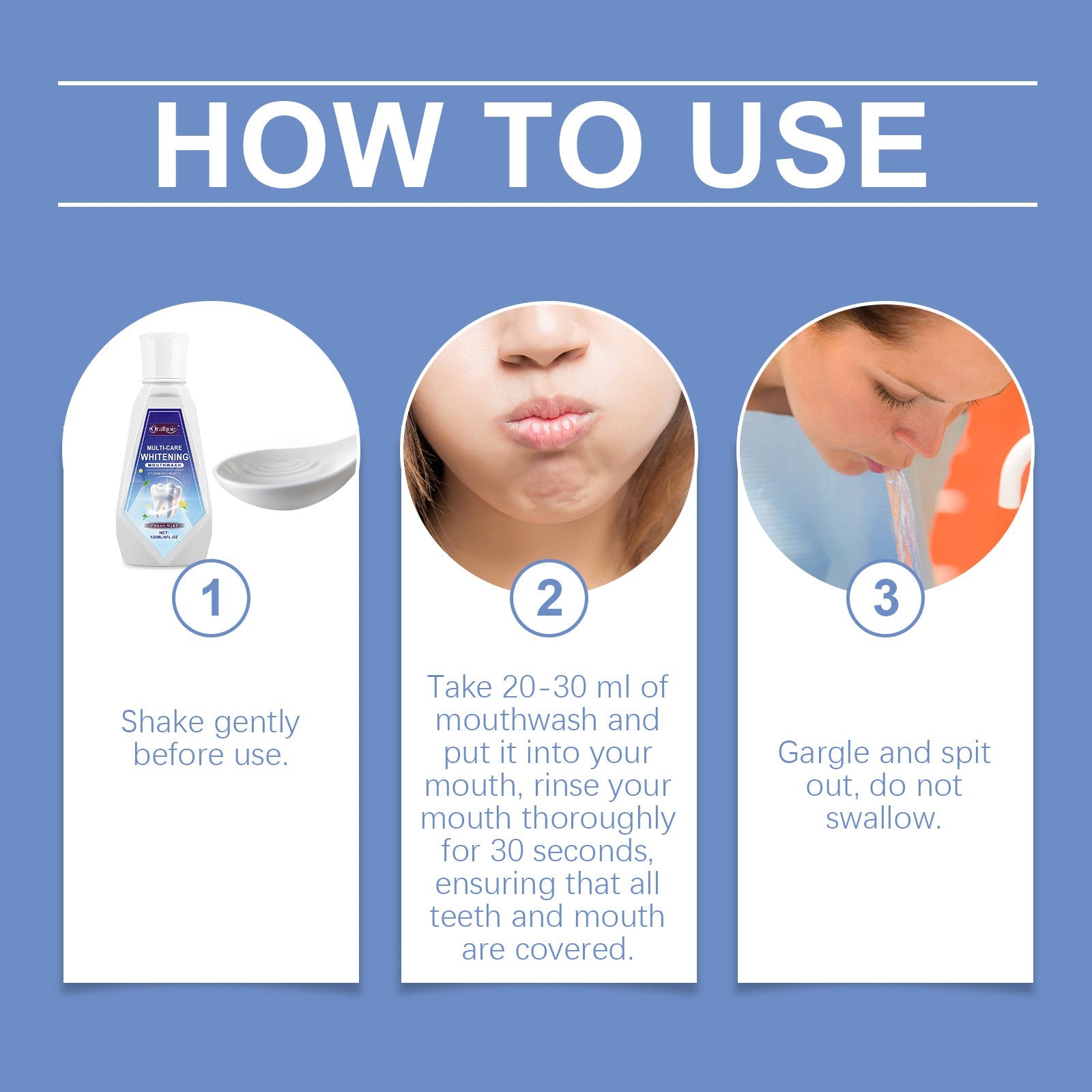 Triple Teeth Mouthwash, A Fresh Mint Daily Mild Odor Cleaning Teeth Mouthwash