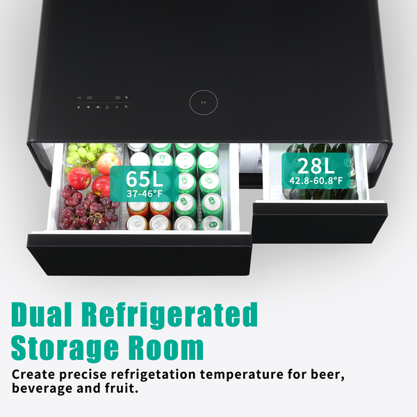 Modern Smart Coffee Table with Built-in Fridge, Bluetooth Speaker, Wireless Charging, Touch Control Panel, USB Interface Black