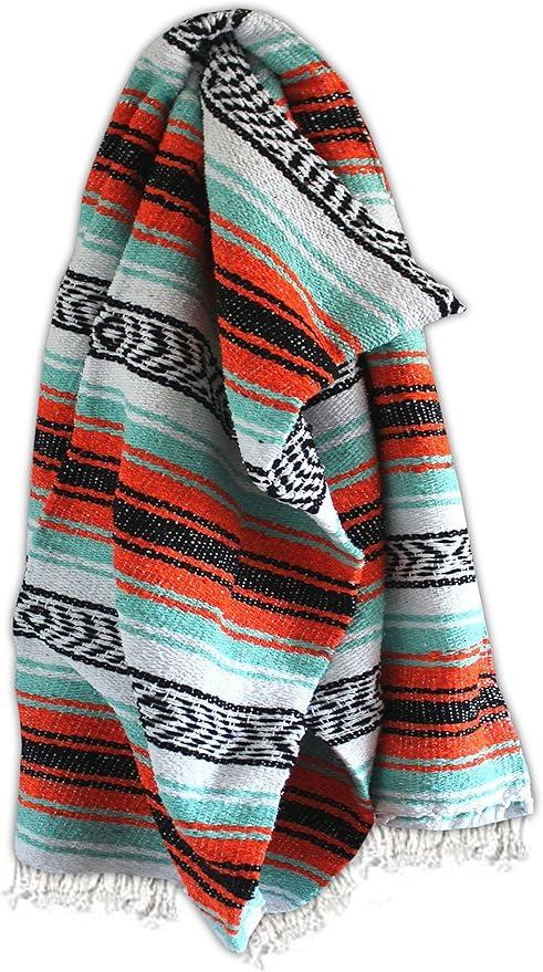 Del Mex Classic Mexican Blanket, Large Authentic Woven Falsa Throw (70