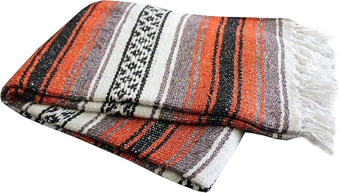 Del Mex Classic Mexican Blanket, Large Authentic Woven Falsa Throw (70