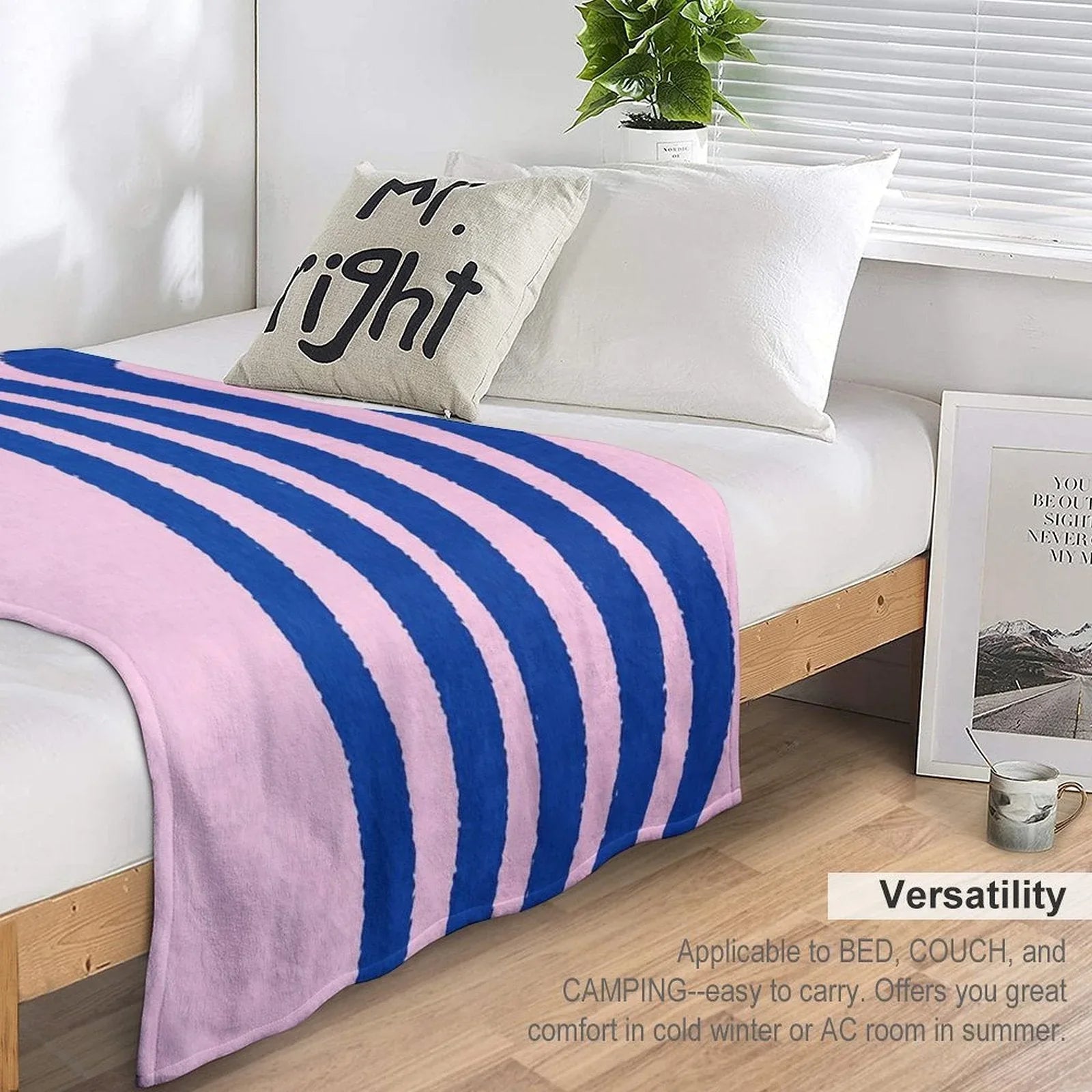 Blue Lines, Abstract Pattern, Mid Century Abstract Art Throw Blanket