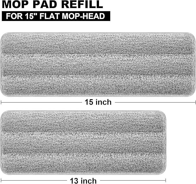 JOYMOOP Flat Mop Pad, Microfiber Mop Pad, Squeeze Mop Pads Replacement, 15