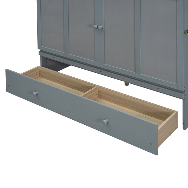 Space-Saving Full Size Murphy Bed with USB Port and Large Drawer Storage