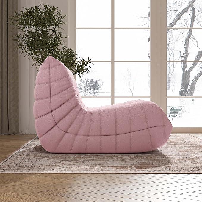 Bean Bag Chair, Fireside Chair Bean Bag Sofa Large Bean Bag Chair for Adults, Bean Bag Chairs for Teens with High Density Comfortable Foam, Memory Foam Bean Bag for Living Room, Bedroom (Pink)