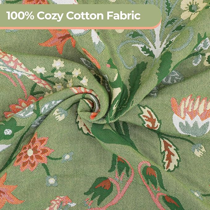 Boho Throw Blanket for Bed, 100% Cotton Ultra Soft Rustic Quilt King Blanket Florals and Animals Printed Farmhouse Decor Large Bed Blankets,90