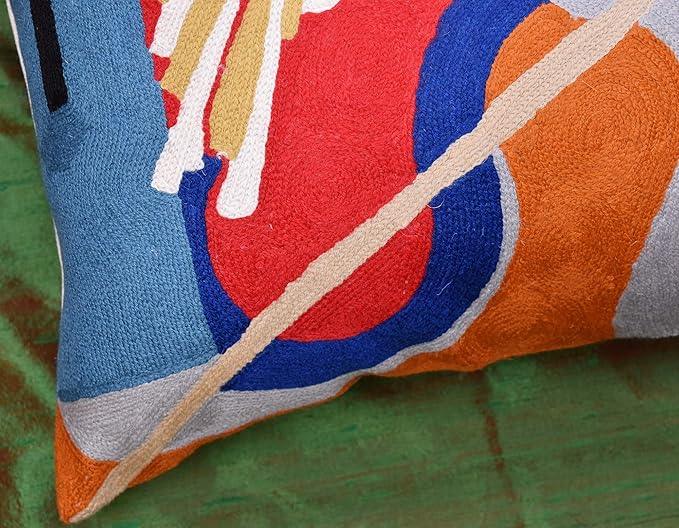 Kandinsky Modern Couch Pillow Cover Red Flow | Abstract, Contemporary, Outdoor Pillows | Mid Century Chair Cushions | Handmade Wool Size 18x18
