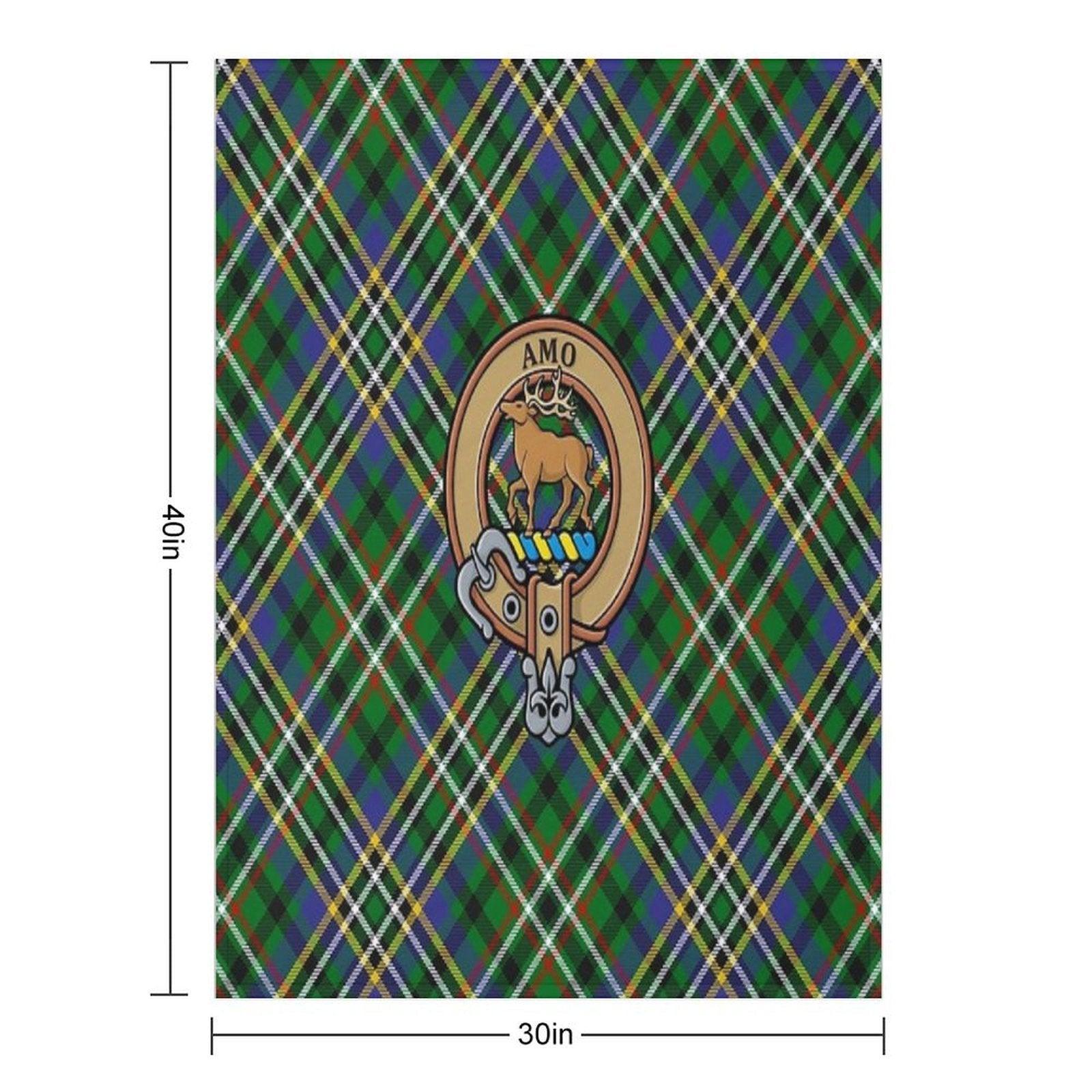 Clan Scott Crest over Green Tartan Throw Blanket