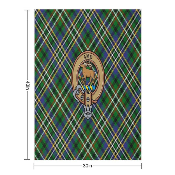 Clan Scott Crest over Green Tartan Throw Blanket