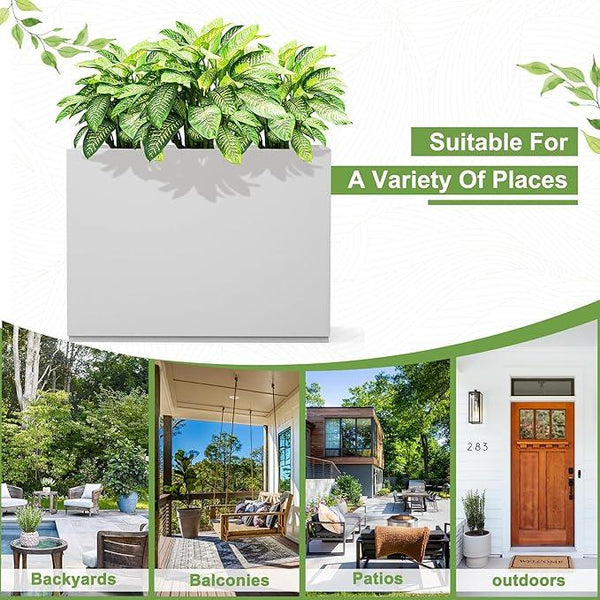 FENCY Metal Rectangular Planter Box Large Planters for Outdoor Plants, Tall Planters for Outdoor Plants with Drainage Holes, Rectangular Planters for Outdoor Plants (35.4