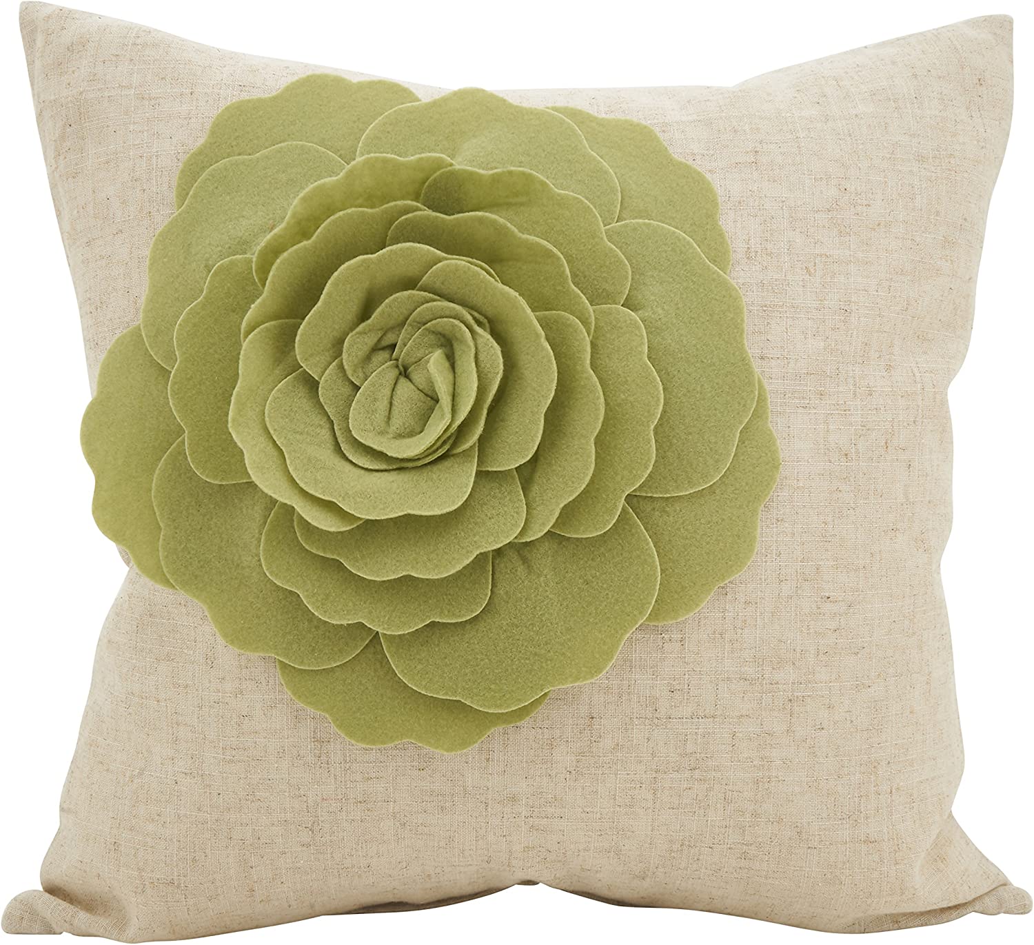 Saro Lifestyle Rose Flower Statement Throw Pillow, 18 x 18