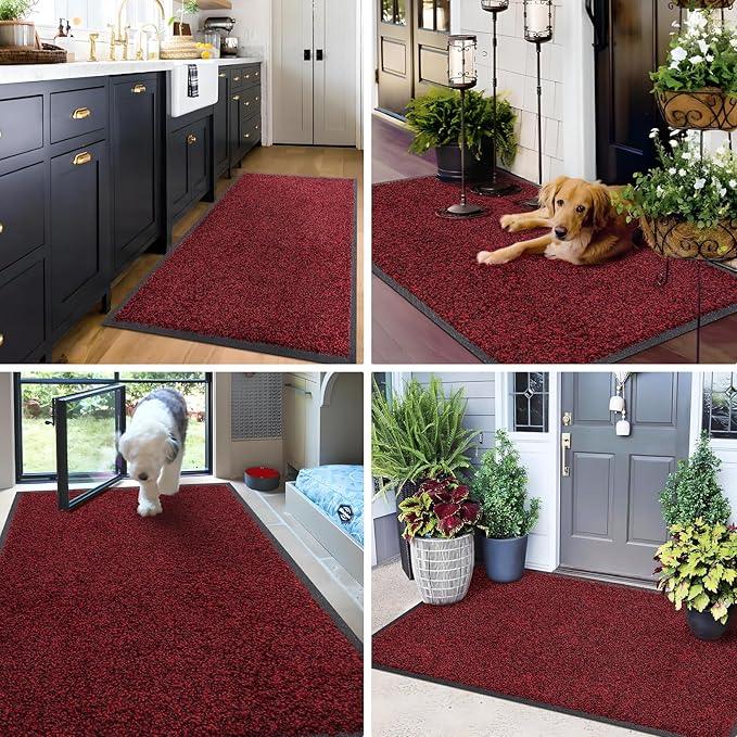 Mibao Front Door Mat, Dirt Trapper Welcome Mat for Outdoor Indoor, Non-Slip Waterproof Doormat, Durable Machine Washable Low Profile Entry Rug for Back Door Outside Patio Porch, 72