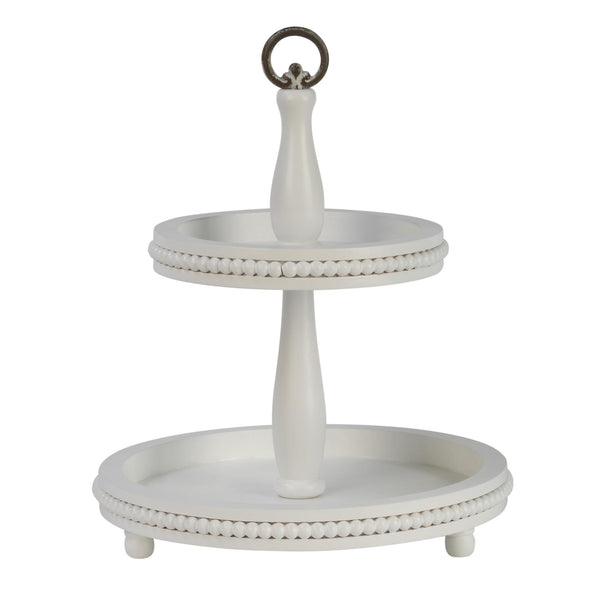 2 Tier Wooden Beaded Display Stand - Black & White
