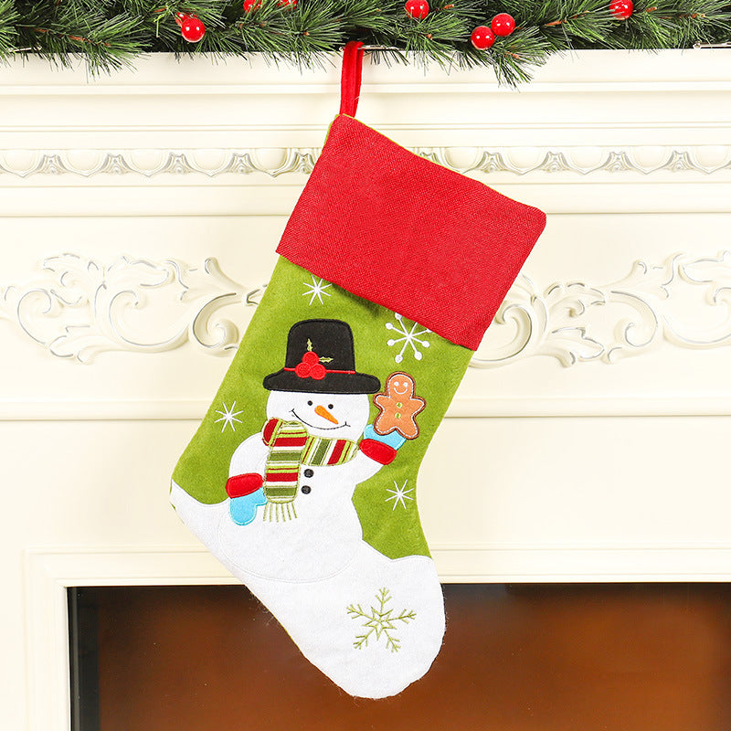 Christmas Socks Gift Bag Linen Santa Claus Embroidery Christmas Socks Christmas Gifts Christmas Pendants