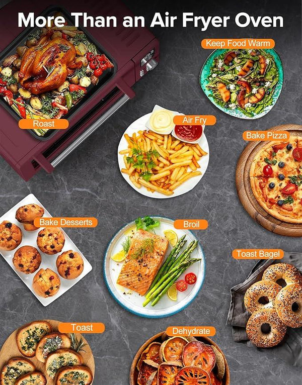 Nuwave Bravo Pro Smart Air Fryer Toaster Oven Combo, 12-in-1 Functions with Quicker & Even Crisp Technology, 1800W, 50-450°F, PFAS-Free, 21QT, Cinnamon