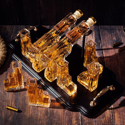 Pistol Whiskey & Wine Decanter - 2 Gun Whiskey Decanter Set