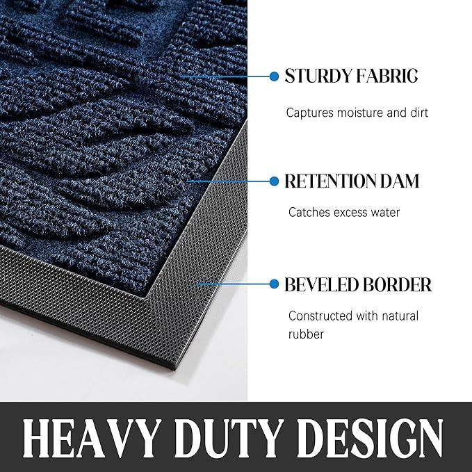 Yimobra Door Mat Indoor Outdoor Entrance, Non Slip Welcome Front Doormats, Heavy Duty Rubber Backing, Stain and Fade Resistant, Low Profile, Easy Clean Patio Garage Floor Mats, 47 x 32, Blue