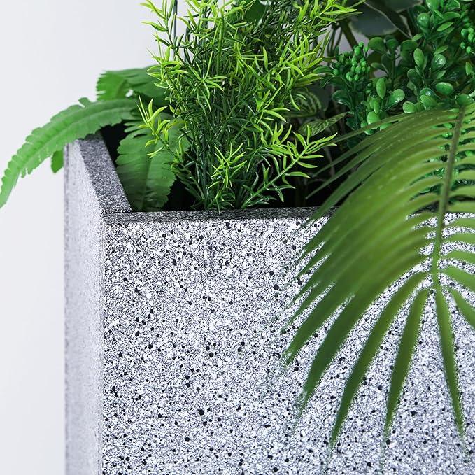 Metal Rectangular Planter Box, Galvanized Steel Tall Planters for Outdoor Plants, 35.5
