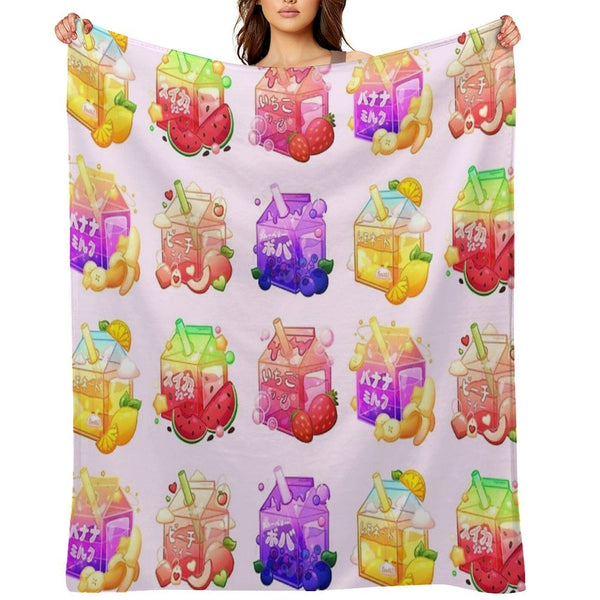 Aesthetic Fruit Carton Collection Velvety-soft Throw Blanket