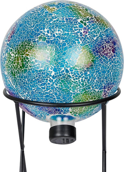 Alpine Corporation HMD226 Shades of Blue Crackle Glass Gazing Ball, Colorful Home Décor for Patio & Garden, 12