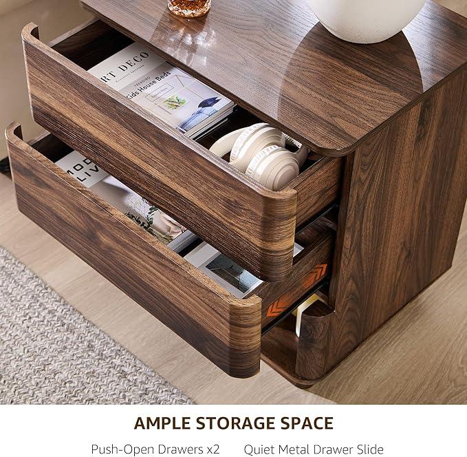 Nightstand Set of 2 with Charging Station, 22
