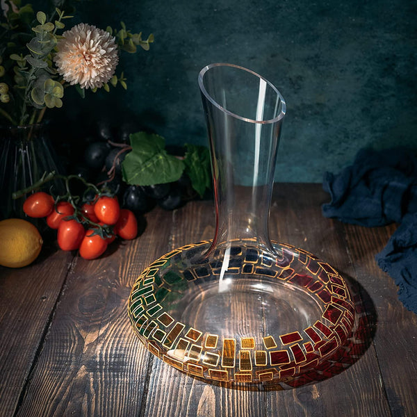 Renaissance Romantic Stained Glass Windows, Artisanal Hand Painted Glassware - The Wine Savant - Gift Idea Her, Him, Birthday, Mom, Housewarming, Gifts Ideas for Women & Men (Decanter)