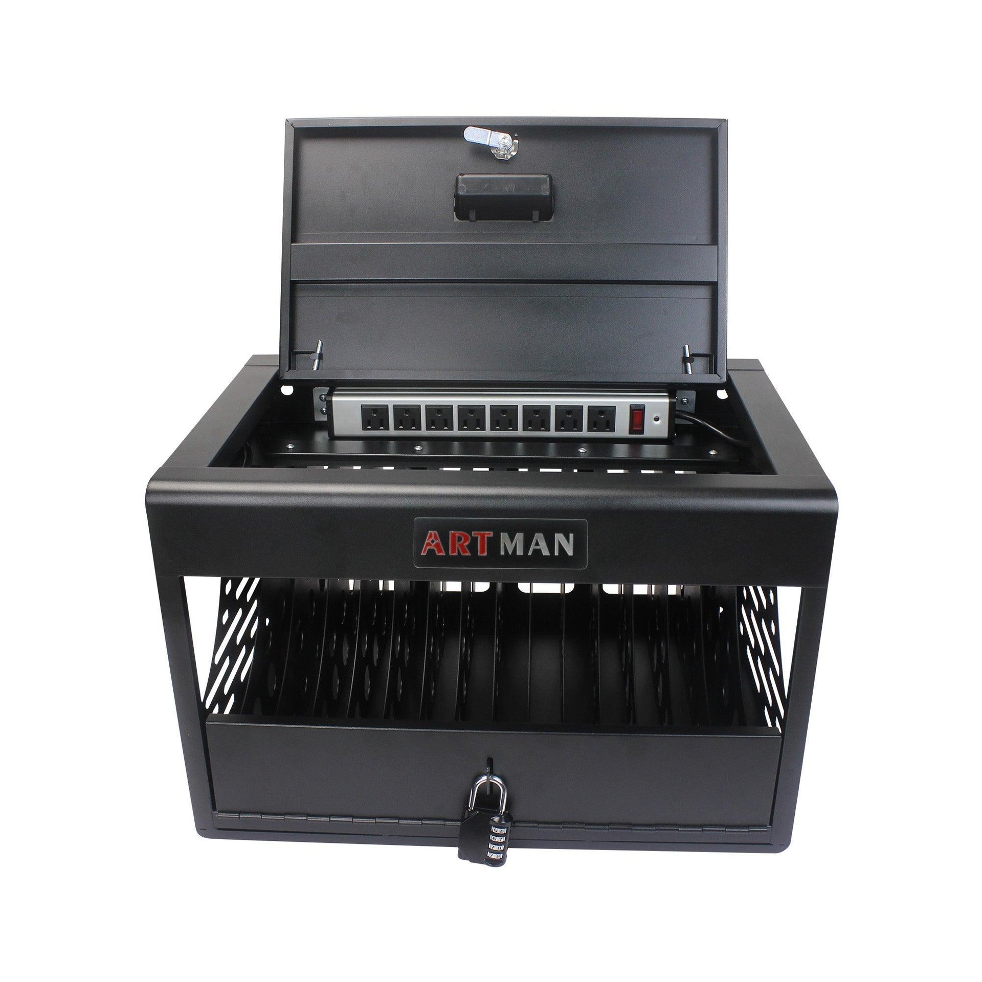 16 Bay Charging Cabinet for Laptop Chromebook Locking Charging Station-BLACK
