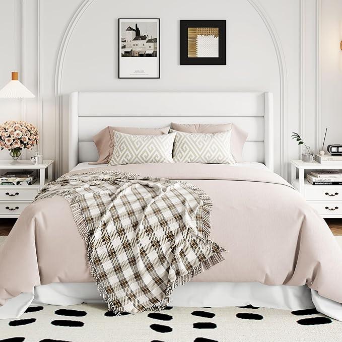 Allewie Full Size Velvet Lift Up Storage Bed, Modern Wingback Headboard, Hydraulic Support, No Box Spring Needed, White