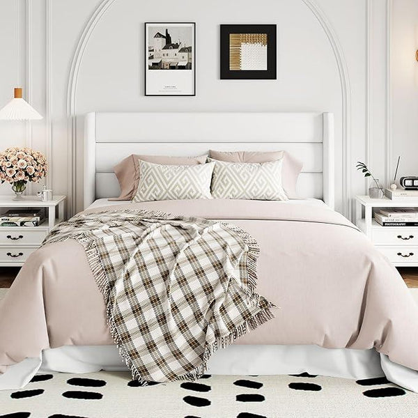 Allewie Full Size Velvet Lift Up Storage Bed, Modern Wingback Headboard, Hydraulic Support, No Box Spring Needed, White