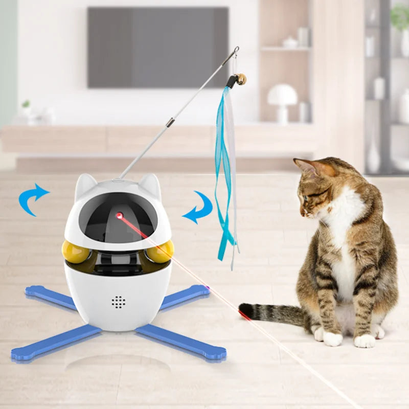 Chasing Exercising Laser Toy USB Rechargeable 4-in-1 Cat Toys Indoor Electric Interactive Toys with Ball  Pet cat Teasing cats