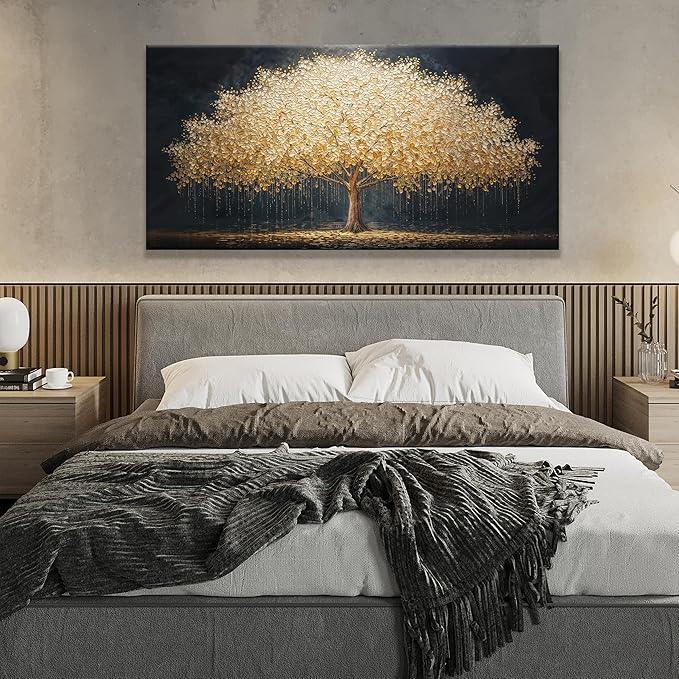 Wall Art Gold Tree Of Life Modern Wall Art Artwork Canvas Art Wall Decor Painting Gold Tree Pictures Abstract Wall Decor For Living Room Bedroom Dining Room Home Office Artwork Ready To Hang 24