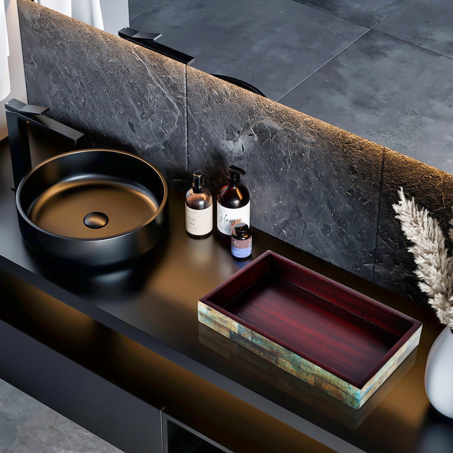 Vanity Tray Verdigris Pattern Bone Inlay Collection in 10x6