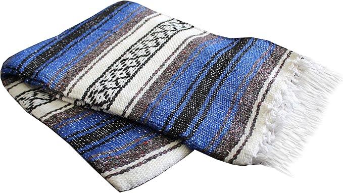 Del Mex Classic Mexican Blanket, Large Authentic Woven Falsa Throw (70