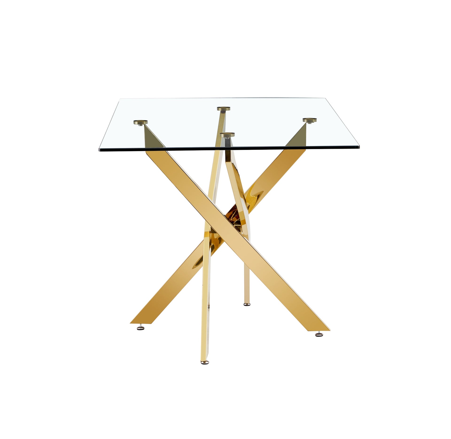 TEMPERED CLEAR GLASS GOLDEN LEG DINNING TABLE 63