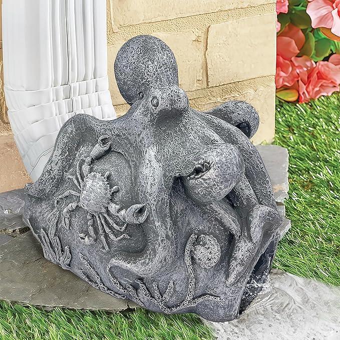 Real Octopus Sculpture Gutter Downspout Extender,Garden Statue Ornament,Decor Downspout Diverter,Perfect Rain Diverter for 3