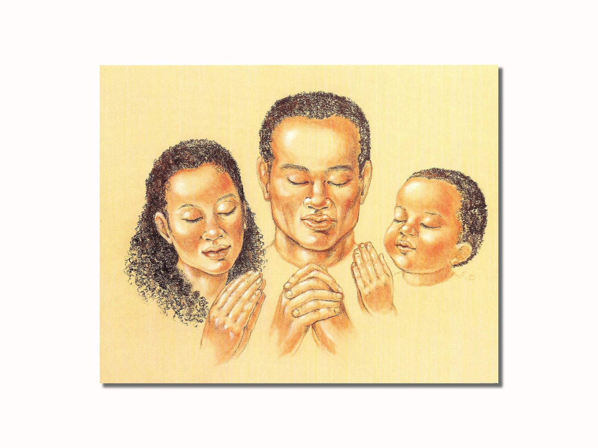 African American Prayer Art – Black Family Wall Art 8x10 Lithograph Print