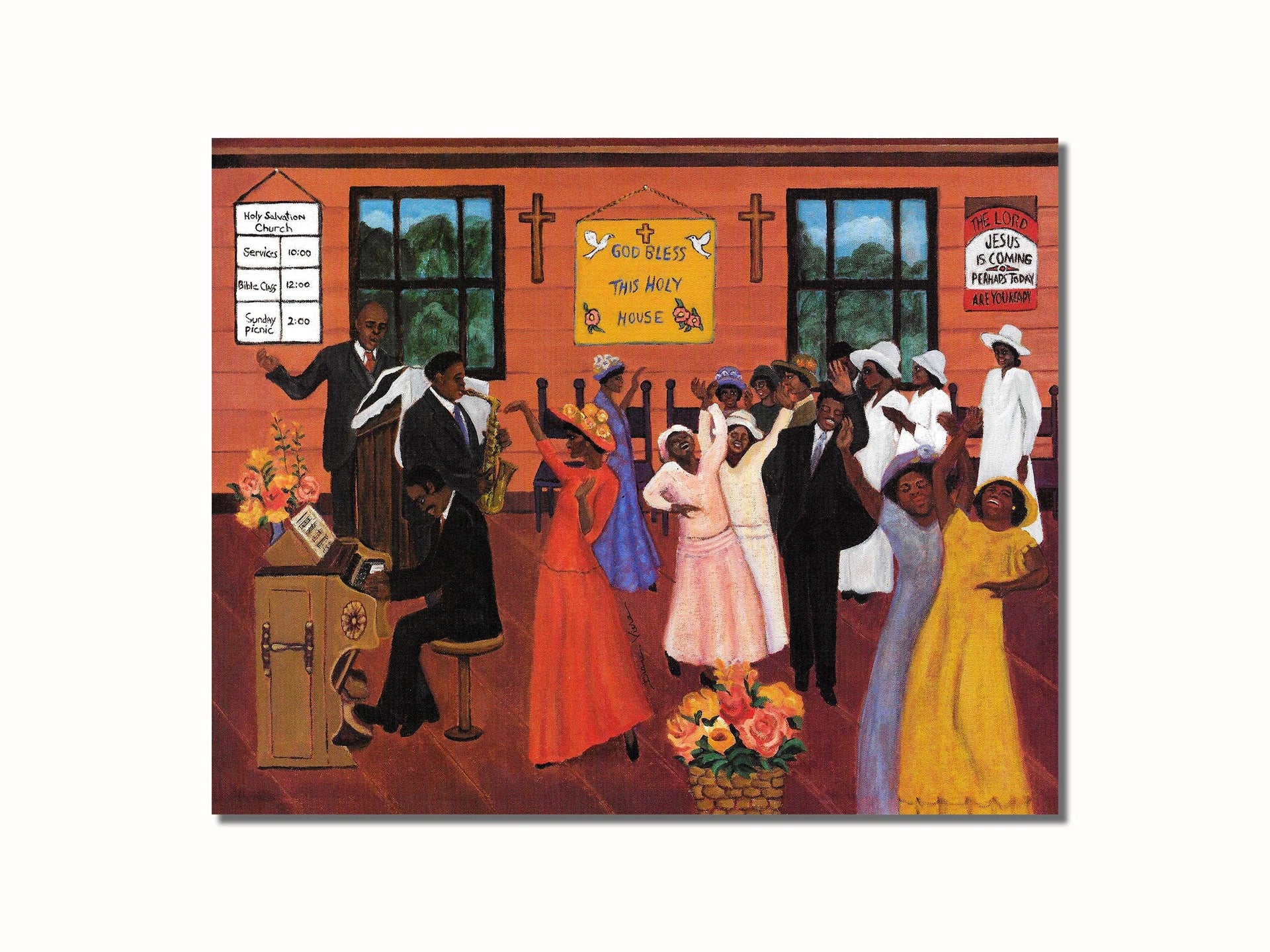 Black Church Art Print – African American Religious Wall Decor 8x10 Unframed Print