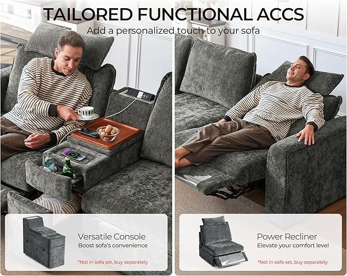 Oversized Modular Sofa Comfy Cloud Couch with Storage, Extra Deep Plush Sectional Sofa Set for Living Room, Covers Washable, Chenille, Olar (Grey, 3-Seater, Basic Shape)