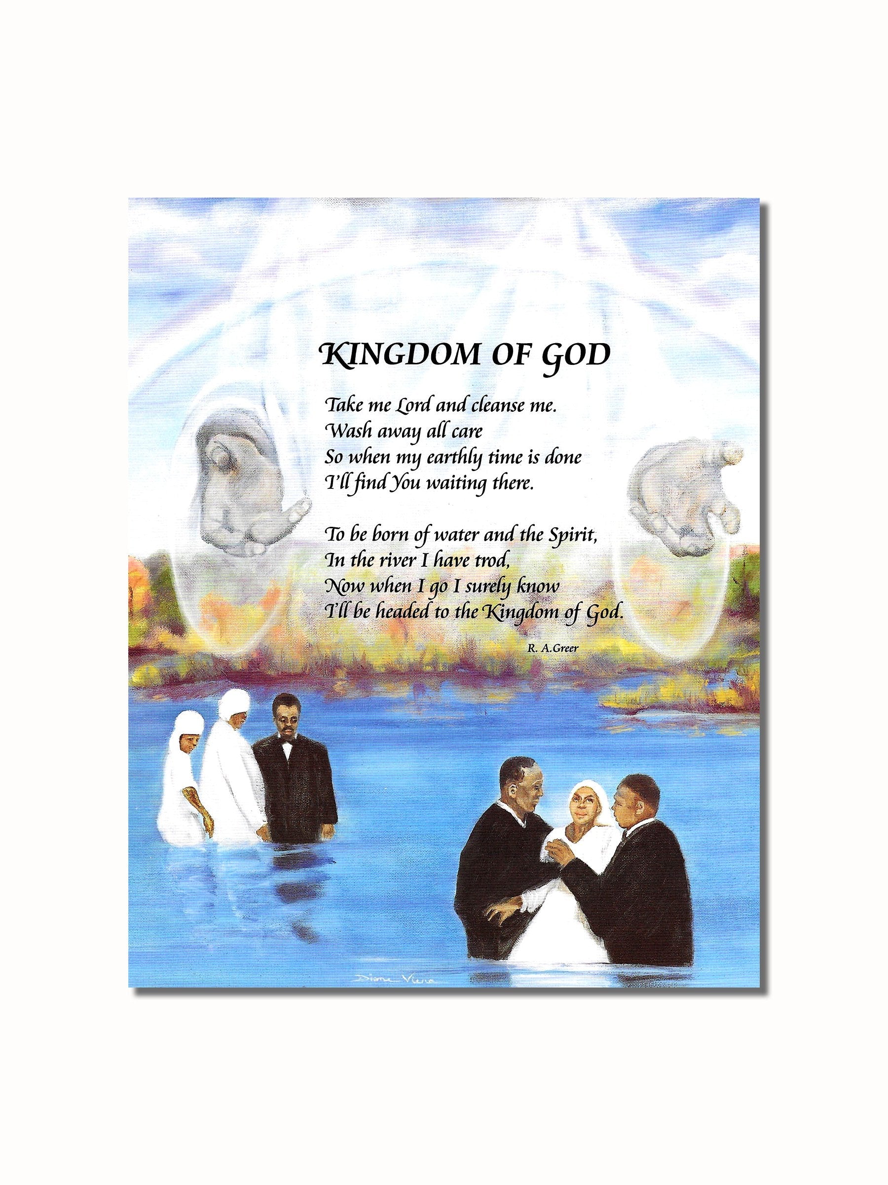 Kingdom of God Art Print – African American Baptism River Poem 8x10 Wall Decor