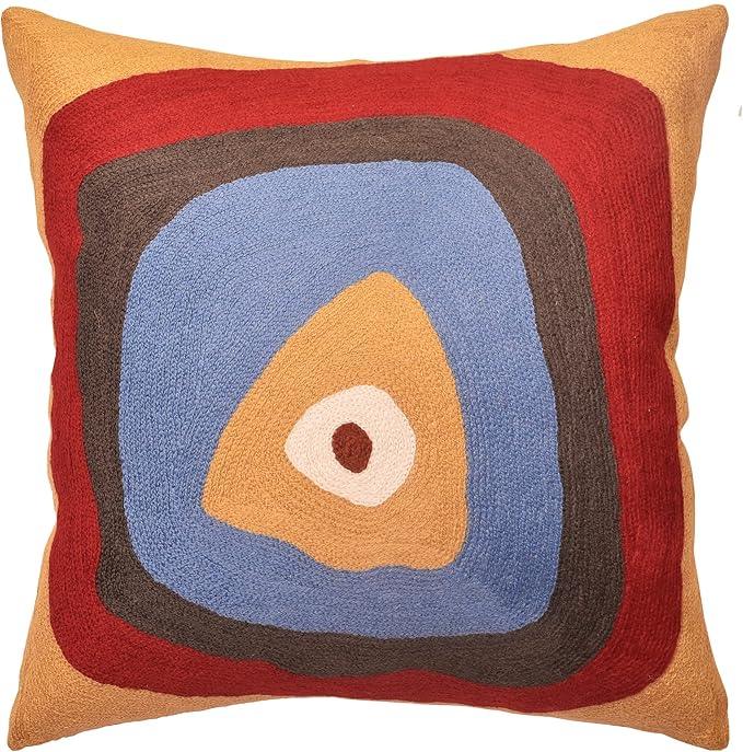 Kandinsky Modern Pillow Cover - Ruby Abstract Pillowcase Farmhouse Chair Contemporary Cushion Outdoor Pillowsham Mid Century Handmade Wool Size 18x18