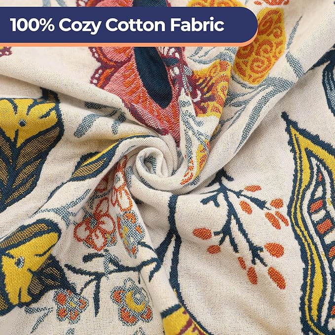 Boho Cotton Throw Blanket - Ultra-Soft Rustic Quilt for Bed, Home Decor & Travel - Large 60