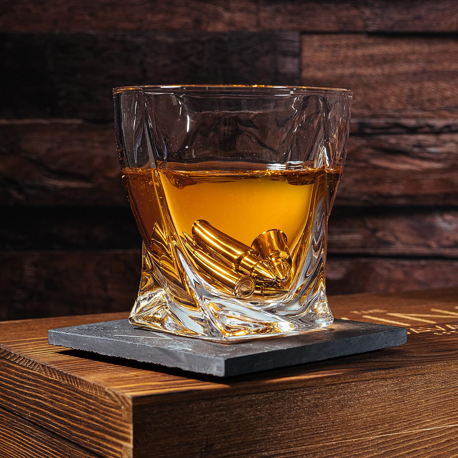 Luxurious Bar Gift Set - 2 Whiskey Glasses + 10 Bullets