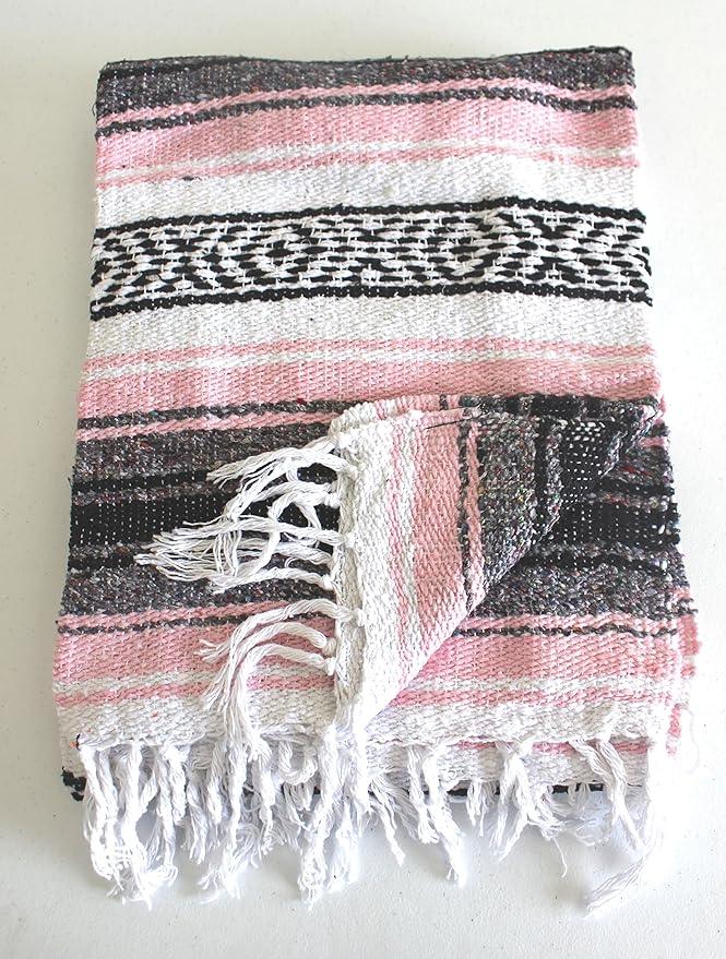 Del Mex Classic Mexican Blanket, Large Authentic Woven Falsa Throw (70