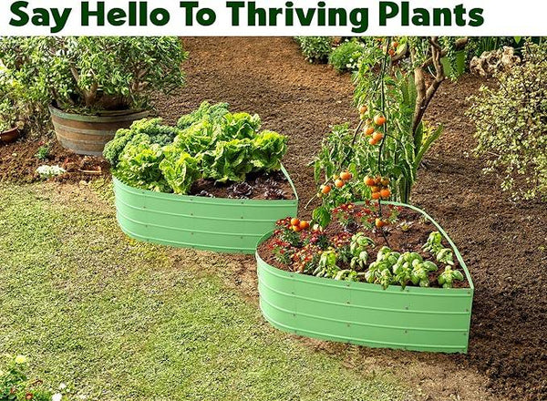 Galvanized Raised Garden Beds Outdoor // Planter Raised Beds for Gardening, Vegetables, Flowers // Large Metal Garden Box (Light Green) // Tool-Free Assembly