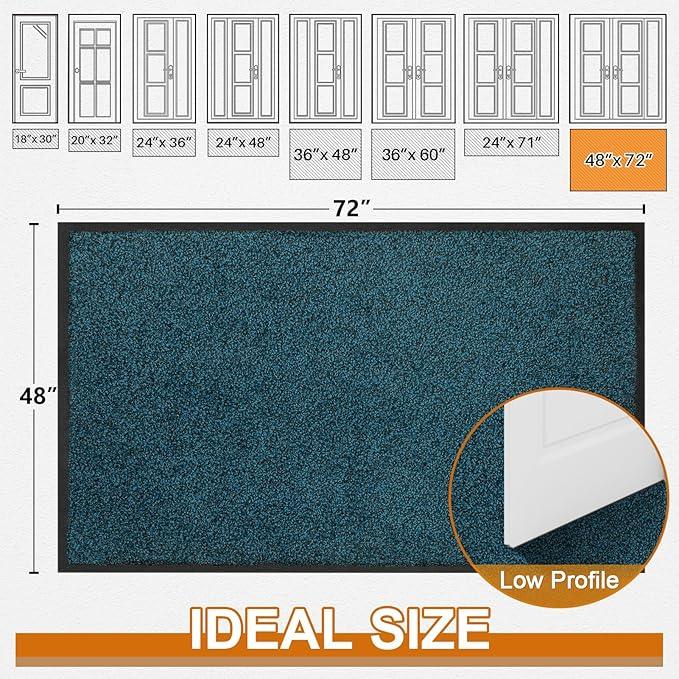 Mibao Front Door Mat, Dirt Trapper Welcome Mat for Outdoor Indoor, Non-Slip Waterproof Doormat, Durable Machine Washable Low Profile Entry Rug for Back Door Outside Patio Porch, 72