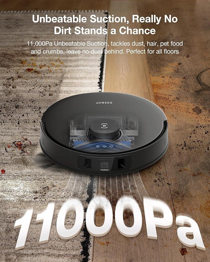 ECOVACS DEEBOT T30S PRO Robot Vacuum and Mop, 11000Pa, TruEdge Adaptive Edge Mopping, ZeroTangle Technology, AI Instant Re-mop, Self-Emptying & Refilling, AI Obstacle Avoidance