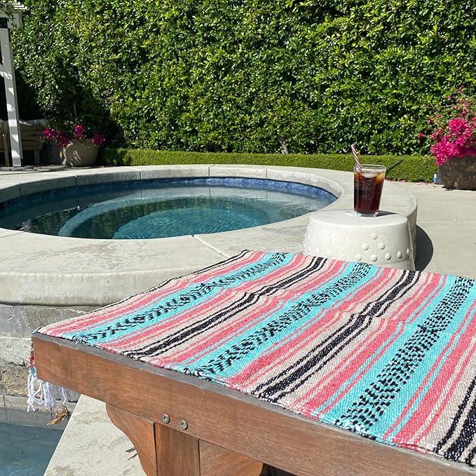 Del Mex Classic Mexican Blanket, Large Authentic Woven Falsa Throw (70