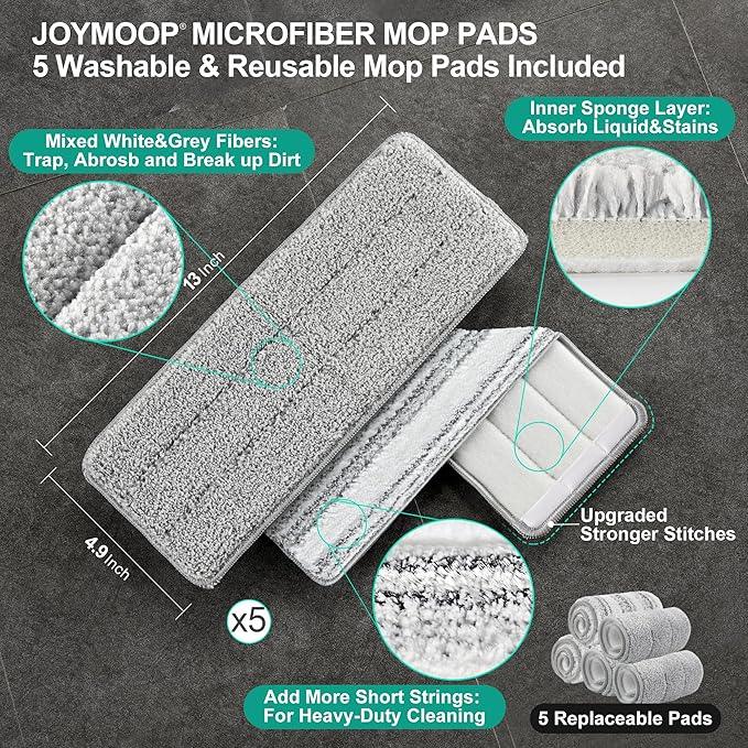 JOYMOOP Mop and Bucket with Wringer Set, Hands Free Flat Floor Mop and Bucket, 60